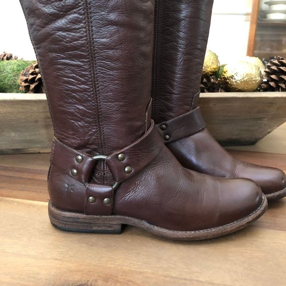 Frye Phillip Harness Tall Washed Leather Rare - Picture 2 of 16